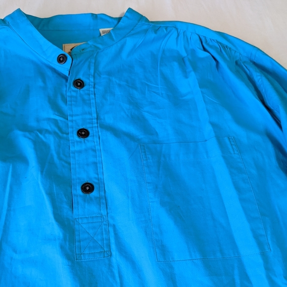 Scully Long Sleeve Button Down Shirt Blue XXL ruched shoulders - Picture 2 of 10